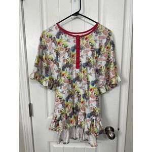 Paper Wings Little Skye Girls Unicorn Mushroom Organic Cotton Tunic Dress Red 7